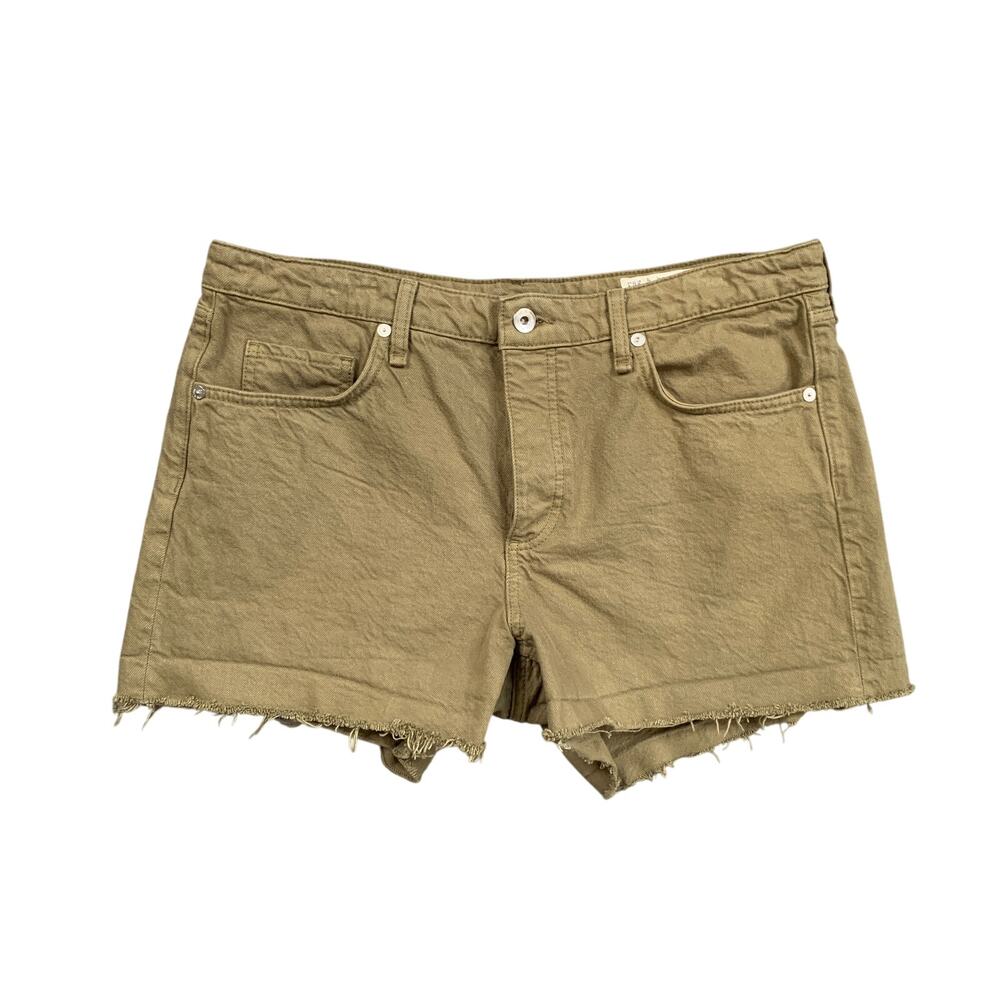 Rag & Bone Shorts Womens 31 Olive Cutoff Frayed Raw Hem Button Fly Pocket Chino
